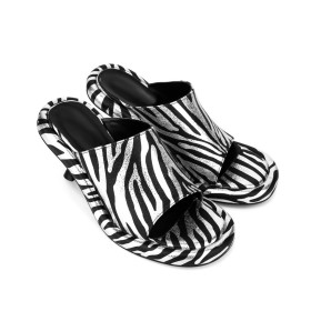 Mode Sexy Pfennigabsatz Sandaletten Damen Mules 7 cm Mittlerer Absatz Schwarz Weiß