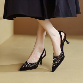 6 cm Heeled With Rhinestones Stilettos Dress Shoes Elegant Leather Sparkly Womens Sandals