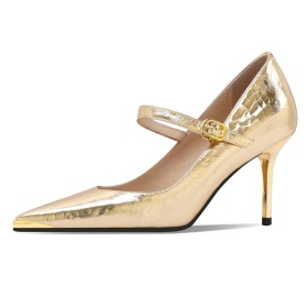 Schlupfschuhe Damenschuhe Elegante Stilettos Pumps Abendschuhe High Heels Goldene