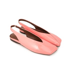 Natural Leather Patent Flats Blush Pink Comfortable 2024 Square Toe