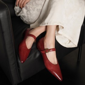 Comode Eleganti Scarpe Business Casual Tacchi Largo Tacco Bassi Punta Chiusa Lacci Caviglia Scarpe Cerimonia