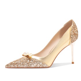 Tacco A Spillo Eleganti Con Fiocco Tacco Alto Glitter Scarpe Cerimonia Scarpe Da Sera Decolte Scarpe Sposa Scarpe Donna Moda