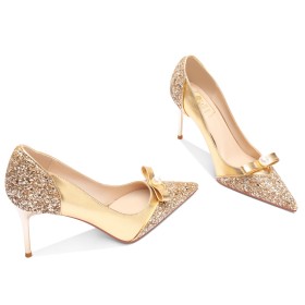 Womens Shoes Sparkly Elegant Stilettos Party Shoes Pumps 3 inch High Heel Wedding Shoes For Women Dress Shoes Gold