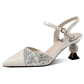 Sandaletten Damen Festliche Schuhe Farbverlauf 6 cm Mittlerer Absatz Moderne Leder Mit Strasssteine Elegante