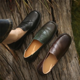 Platte Leer Comfort Ronde Neus Loafers Dames Schoenen Dames