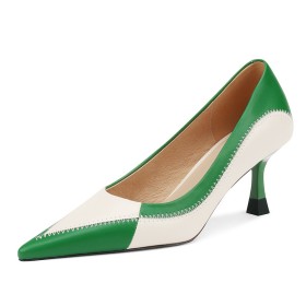 Schuhe Damen Mit 6 cm Mittlerer Absatz Pfennigabsatze Spitz Mode Blockfarben Elegante Absatzschuhe Pumps
