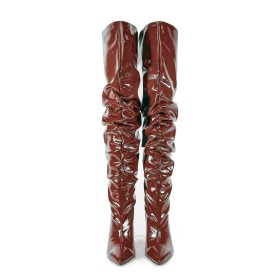 Plissées Tombantes Cuissardes Habillé Bottes Hautes Classique Talon Haut 9 cm