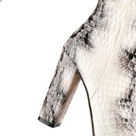 Sexy Thick Heel Block Heel Going Out Shoes 4 inch High Heeled Pointed Toe Gradient Thigh High Boots Classic Snake Printed Embossed