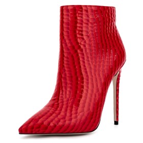 Con Tacchi Alto Rosse Business Casual In Vernice Moda Stivaletti Donna Tacchi Spillo Serpente Eleganti In Ecopelle