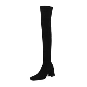 Sexy Mode Boots Wildleder Overknees Gefütterte Sock Lederimitat Mit Blockabsatz 7 cm Mittlerer Absatz