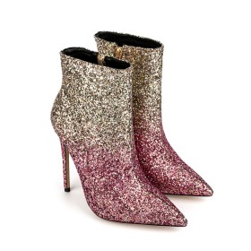 Gradient Going Out 12 cm High Heel Rose Gouden Glitter Mode Sparkle Feest Gevoerde Laarsjes