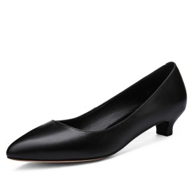 Pointed Toe Classic Comfort 1 inch Low Heel Elegant Pumps Closed Toe Dressy Shoes Kitten Heel