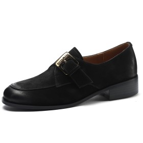 Nubuck Leather Vintage Business Casual With Buckle Flats Slip On Shoes Classic