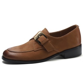 Business Casual Comfort Schuhe Braun Klassisch Flache Rund Leder Loafers