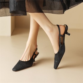 Sandaaltjes Elegante Mode Slingbacks Sparkle Visnet 4 cm Lage Hakken Bruidsschoen