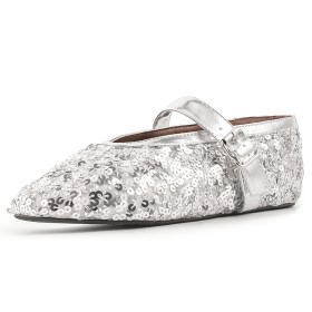 Glitter Mode Gesp Dames Schoenen Sparkle Zilveren Enkelbandje