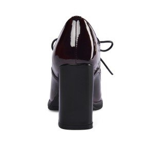 Lack Oxford Mit 8 cm High Heel Burgundy Mit Blockabsatz Elegante Business Casual Moderne Schuhe Damen 2021 Farbverlauf