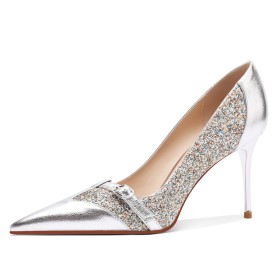 Buckle Sparkly Pumps Dress Shoes Stilettos Patent Glitter Evening Party Shoes Leather Bridal Shoes Gorgeous High Heels