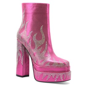 Sparkly 6 inch High Heel Formal Dress Shoes Block Heel Elegant Platform Ankle Boots For Women Sequin