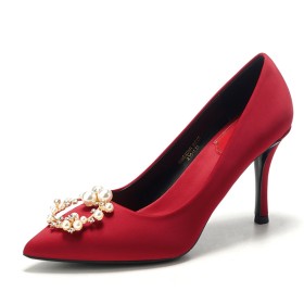 Elegante Chaussure Mariée À Talon Escarpins Chaussure Pour Femme Bordeaux Talons Aiguilles Bout Pointu