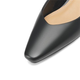 Chaussure Pour Femme Talon 3 cm Bout Pointu Talons Epais Noir Escarpin Classique