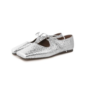 Karree Spitze Moderne Casual Bequeme Mokassins Glitzer Schnürschuhe Flach Schuhe