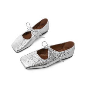 Moccasins Lace Up Flat Shoes Glitter Square Toe Sparkly Comfort Fashion