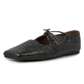 Flats Comfort Sequin Lace Up Sparkly Moccasins Black