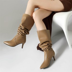 Patent 6 cm Heel Knee High Boots Slouch Classic