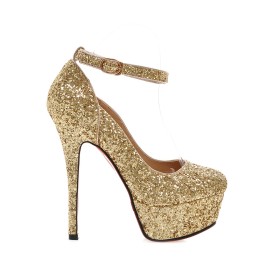 Glitter Lacci Caviglia Scarpe Da Sera Tacco A Spillo Con Tacchi Alto Decolte Scarpe