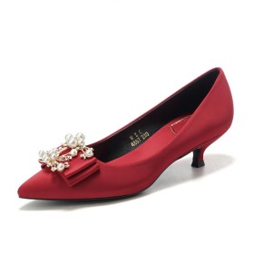 Chaussures Mariée Chaussures Pour Femme Escarpin Talon Bas Bordeaux Ceremonie Belle Kitten Heel