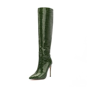 Vernis Sexy Bottes Hautes Classique Serpent Cuir Talons Hauts