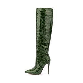 Vernis Sexy Bottes Hautes Classique Serpent Cuir Talons Hauts