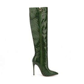 Vernis Sexy Bottes Hautes Classique Serpent Cuir Talons Hauts