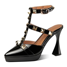 4 inch High Heel Fashion Sandals For Women Gladiator Strappy Classic Belt Buckle Stilettos Patent Leather