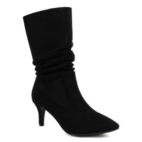 Nubuck Bottine Femme Talon Mi Haut Boots Femme Suède Vintage