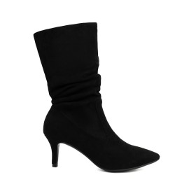 Nubuck Bottine Femme Talon Mi Haut Boots Femme Suède Vintage