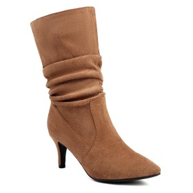 Simili Cuir Talon Mi Haut Classique Nubuck Bottines