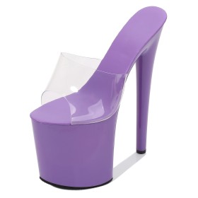 Purple Clear Sandals Sexy Platform Extreme High Heel 2022 Peep Toe