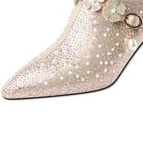 Blokhak Elegante Sparkle Feest Shooties Mode Schoenen Dames Strass 6 cm Heels Bruidsschoenen