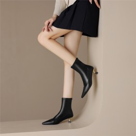 Ankle Boots For Women Business Casual Leather Faux Leather Stilettos 2 inch Low Heel Comfort Kitten Heel