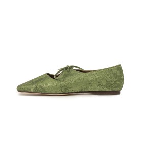 Plate Originale Bout Carré Verte Chaussure Lacets Confort