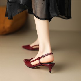 Tacchi Basso 4 cm Sandalo Moda Tacco A Spillo Kitten Heel A Punta Elegante Con Fiocco 2023 Cerimonia Business Casual