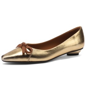 Business Casual Elegant With Bow Loafers Comfortable Thick Heel Fashion Leather Metallic Patent 3 cm Low Heel