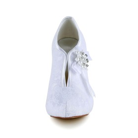 Festliche Schuhe Mit Schleife Weiß Spitze Mit 10 cm High Heels Pfennigabsatze Brautschuhe