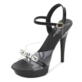 Sexy Classic Patent Strappy Sandals Peep Toe 5 inch High Heeled Platform 2022 Faux Leather Stiletto