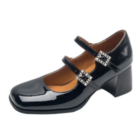 Belt Buckle Stilettos Classic Mid Heel Block Heel 2025 Ankle Strap Pumps