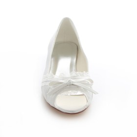 Peeptoe Vintage Flach Ivory Brautschuhe