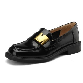 With Metal Jewelry Patent Leather Flats Slip On Shoes Comfort