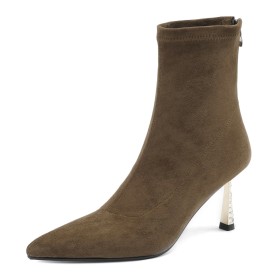 Suede Klassiek Comfortabele 8 cm High Heel Gevoerde Sock Boots Laarsjes Stilettos Vintage